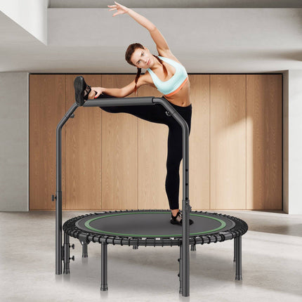 51-Inch Foldable Mini Trampoline, 450 lb, Adjustable Handle