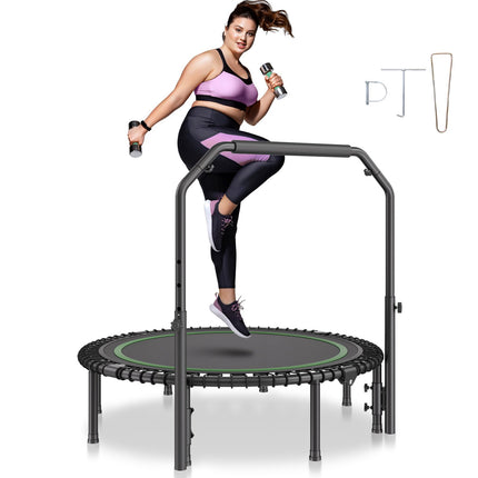 51-Inch Foldable Mini Trampoline, 450 lb, Adjustable Handle