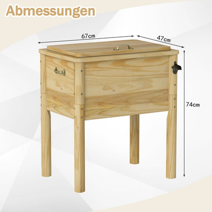 51L Wooden Outdoor Cooler with Handles & Opener