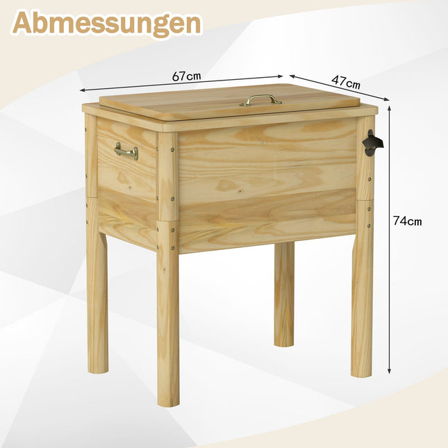 51L Wooden Outdoor Cooler with Handles & Opener