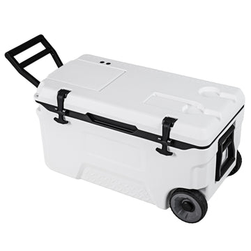 53 Quart Rolling Cooler with Fish Ruler and Wheels