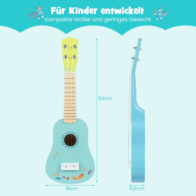 53 cm Kids Ukulele, 4-String Basswood Body, Light Blue
