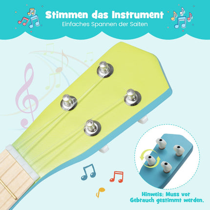 53 cm Kids Ukulele, 4-String Basswood Body, Light Blue