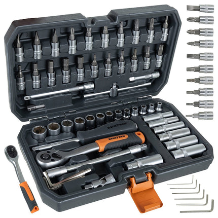 56-Piece Tool Set with 1/4" Socket Wrenches, Case