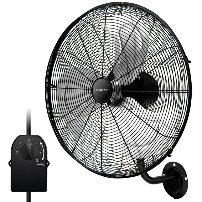 Ø56 cm Wall Fan Oscillating Fan for Warehouse Greenhouse Workshop Terrace and Cellar Black