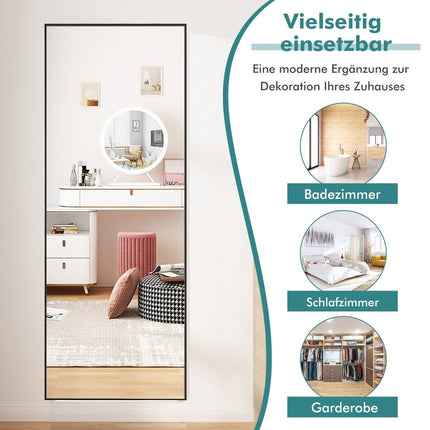 56 x 150 cm HD full-length mirror for hanging or leaning wall mirror black