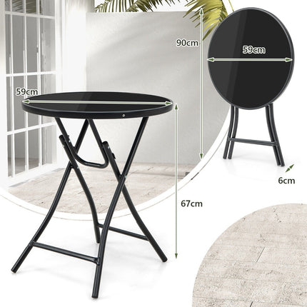 Ø 59 cm round bistro table with table top made of tempered glass and robust metal frame