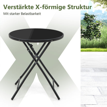 Ø 59 cm round bistro table with table top made of tempered glass and robust metal frame