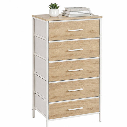 5-Drawer Fabric Chest, Wood Look, 94x45x30 cm