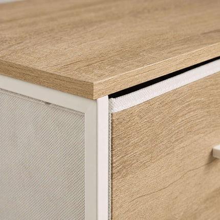 5-Drawer Fabric Chest, Wood Look, 94x45x30 cm
