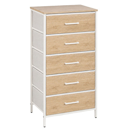 5-Drawer Fabric Chest, Wood Look, 94x45x30 cm