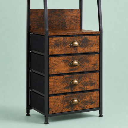 5-Drawer Fabric Chest with Shelves – Brown, Black