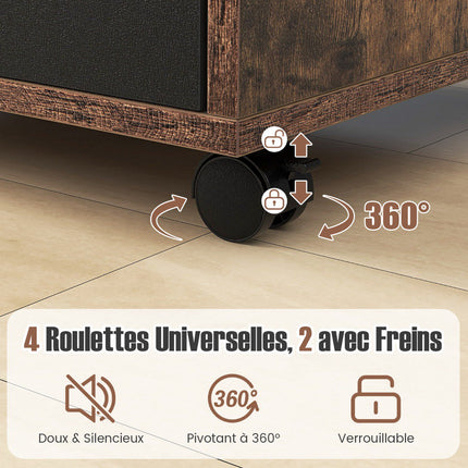 5-Drawer Mobile Filing Cabinet With Wheels, Engineered Wood