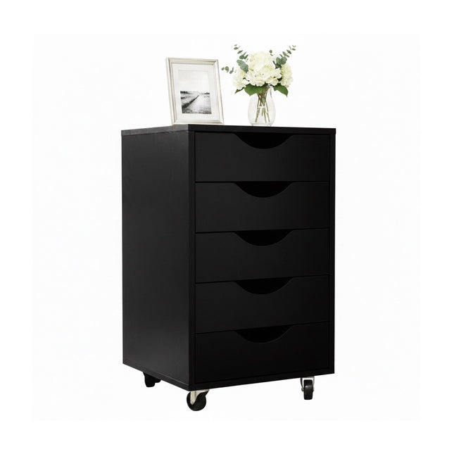 5-Drawer Mobile Office Cabinet with Lockable Wheels