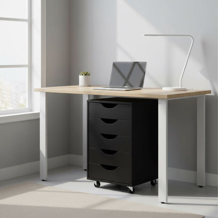 5-Drawer Mobile Office Cabinet with Lockable Wheels
