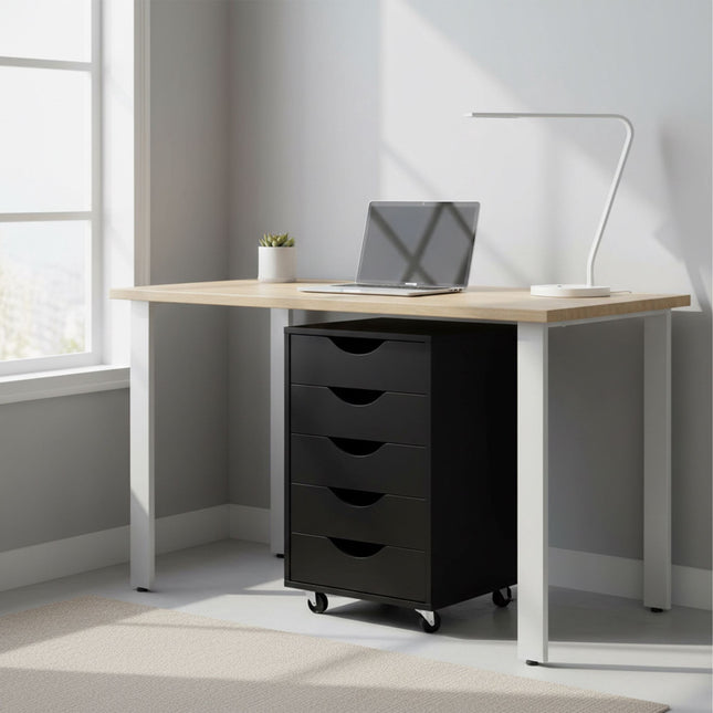 5-Drawer Mobile Office Cabinet with Lockable Wheels