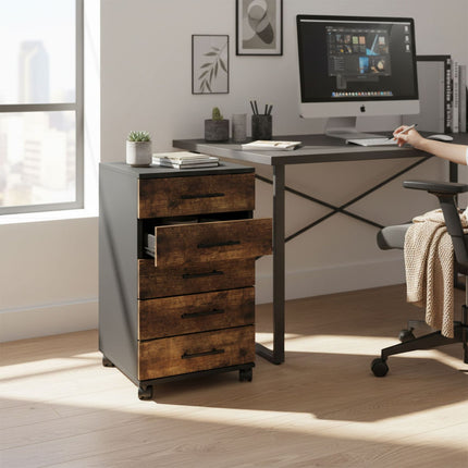 5-Drawer Rolling Cabinet with Wheels and Brakes