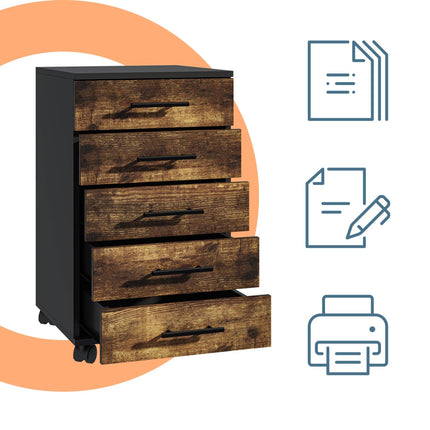 5-Drawer Rolling Cabinet with Wheels and Brakes