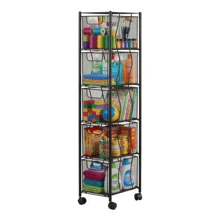 5-Drawer Storage Cart – Slim Rolling Organizer With Casters