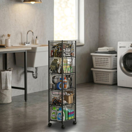 5-Drawer Storage Cart – Slim Rolling Organizer With Casters