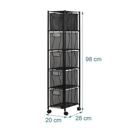 5-Drawer Storage Cart – Slim Rolling Organizer With Casters