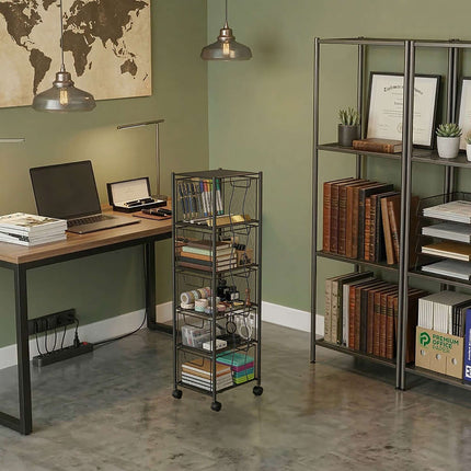5-Drawer Storage Cart – Slim Rolling Organizer With Casters