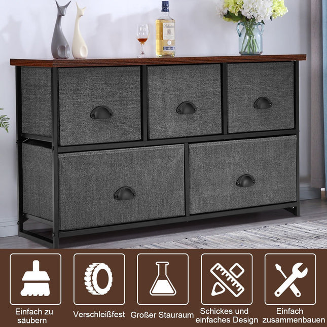 5 Drawer Storage Unit Horizontal Cube Storage Chest 100 x 30 x 53.5 cm