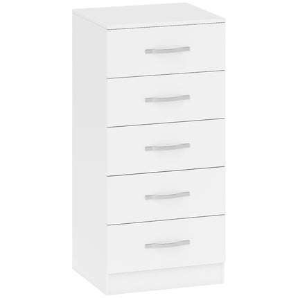 5-Drawer White Dresser, Chipboard, Space-Saving Design