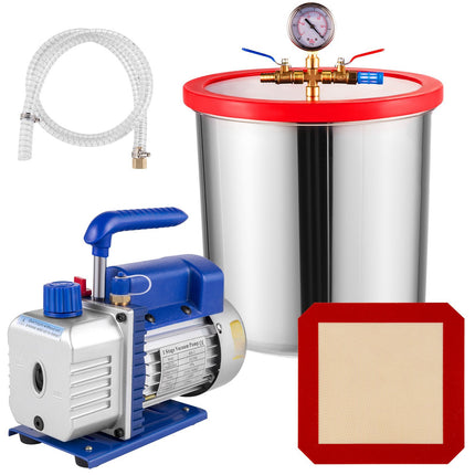 5 Gallon Vacuum Chamber Kit, 3 CFM 1/4 HP Pump