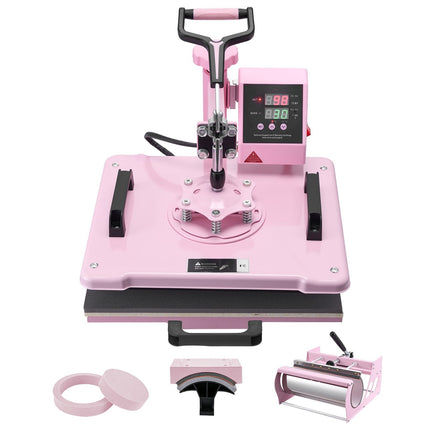 5-In-1 Heat Press Machine – 12x15 In, Tumbler, Pink