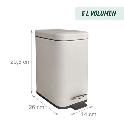 5L Bathroom Bin, Soft-Close, Foot Pedal, Matte Finish