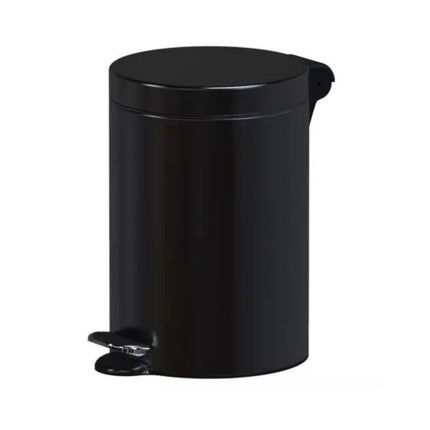 5L Black Steel Pedal Bin with Click Lock Mechanism