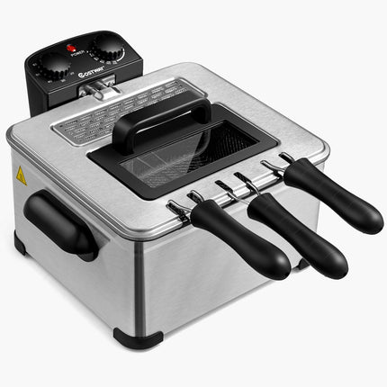 5L Stainless Steel Deep Fryer with 3 Baskets, 1700W