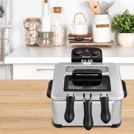 5L Stainless Steel Deep Fryer with 3 Baskets, 1700W
