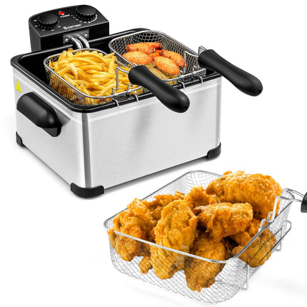 5L Stainless Steel Deep Fryer with 3 Baskets, 1700W