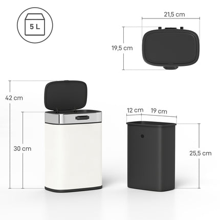 5L Stainless Steel Trash Can, Freestanding or Hanging