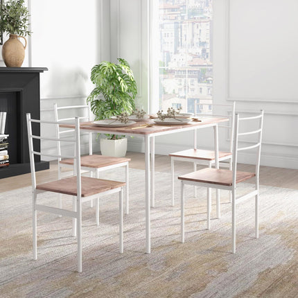 5-piece space-saving dining room set with steel table and chairs