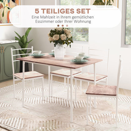 5-piece space-saving dining room set with steel table and chairs