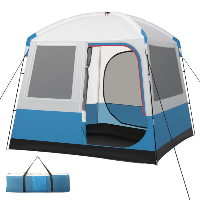 5-Person Waterproof Camping Tent with Mesh Doors & Windows