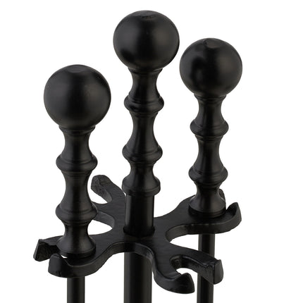5-Piece Black Metal Fireplace Tool Set