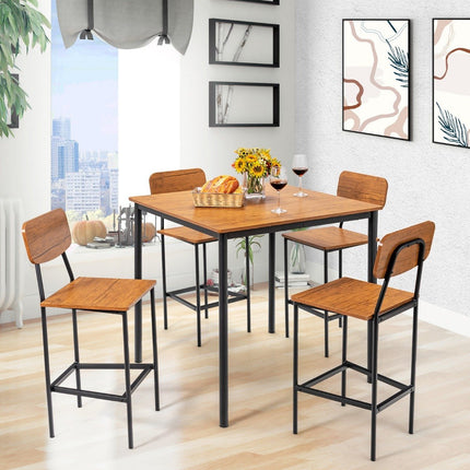 5-Piece Counter Height Dining Set with Table & 4 Stools