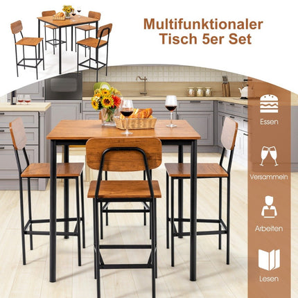 5-Piece Counter Height Dining Set with Table & 4 Stools