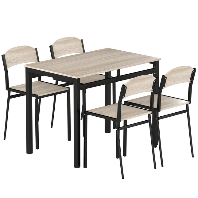 5-Piece Dining Set, Table and 4 Chairs, Space-Saving, Black