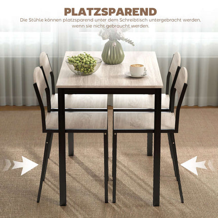 5-Piece Dining Set, Table and 4 Chairs, Space-Saving, Black