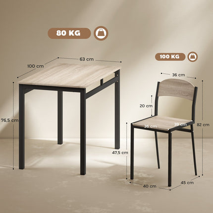 5-Piece Dining Set, Table and 4 Chairs, Space-Saving, Black