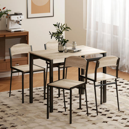 5-Piece Dining Set, Table and 4 Chairs, Space-Saving, Black