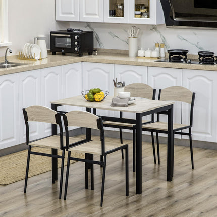 5-Piece Dining Set, Table and 4 Chairs, Space-Saving, Black