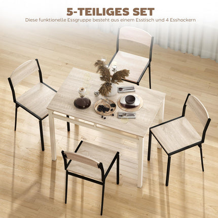 5-Piece Dining Set, Table and 4 Chairs, Space-Saving, Black