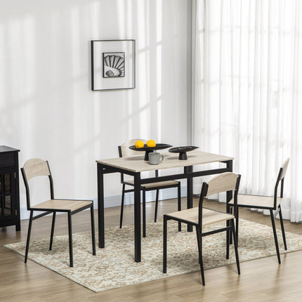 5-Piece Dining Set, Table and 4 Chairs, Space-Saving, Black