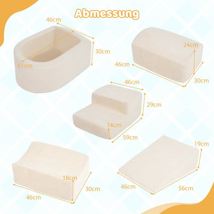 5-Piece Foam Climbing Blocks Set with Ball Pit, Beige